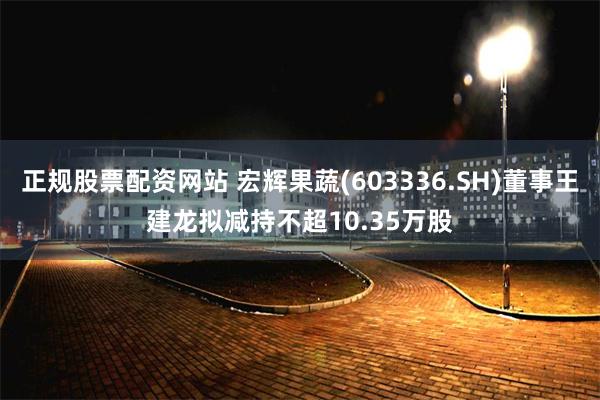 正规股票配资网站 宏辉果蔬(603336.SH)董事王建龙拟减持不超10.35万股