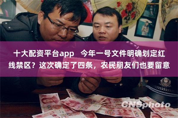 十大配资平台app   今年一号文件明确划定红线禁区？这次确定了四条，农民朋友们也要留意